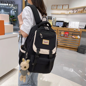 Gothslove Cute Black Bookbag Nylon Teenage Girls School Backpack Travel Shoulder Bag School Bagpack
