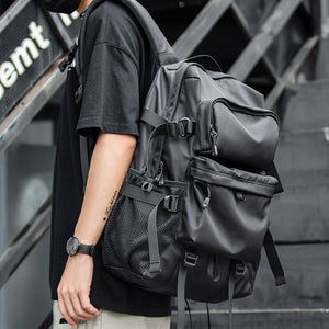 Gothslove Cool Black Backpacks for Men Oxford Casual Academy Style Bag Large Capacity Multifunctional Black School Backpacks