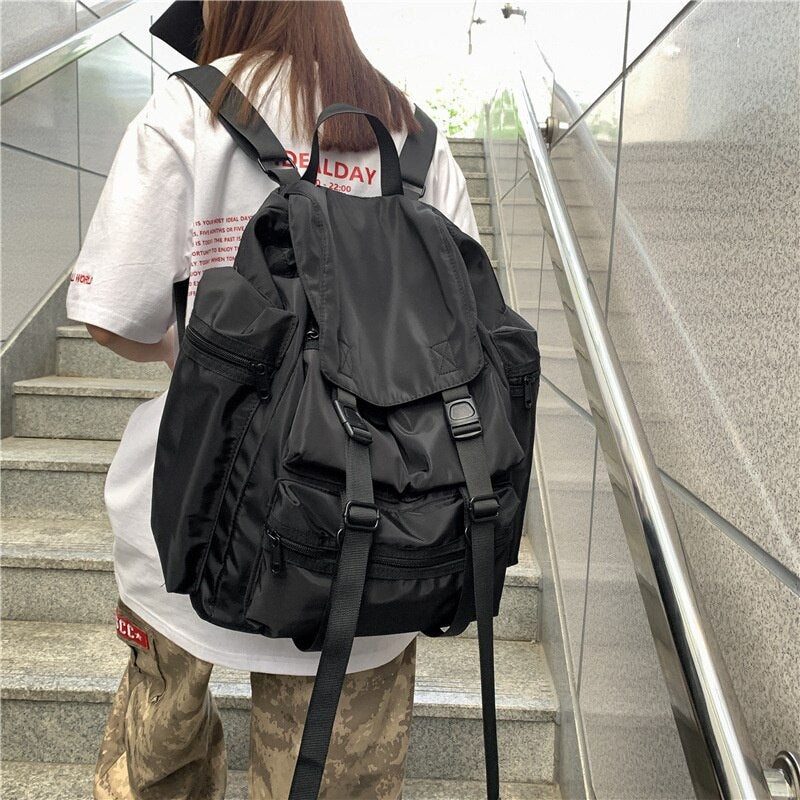 Gothslove Waterproof Nylon Black Backpack Men Women Bag Packs School B ...